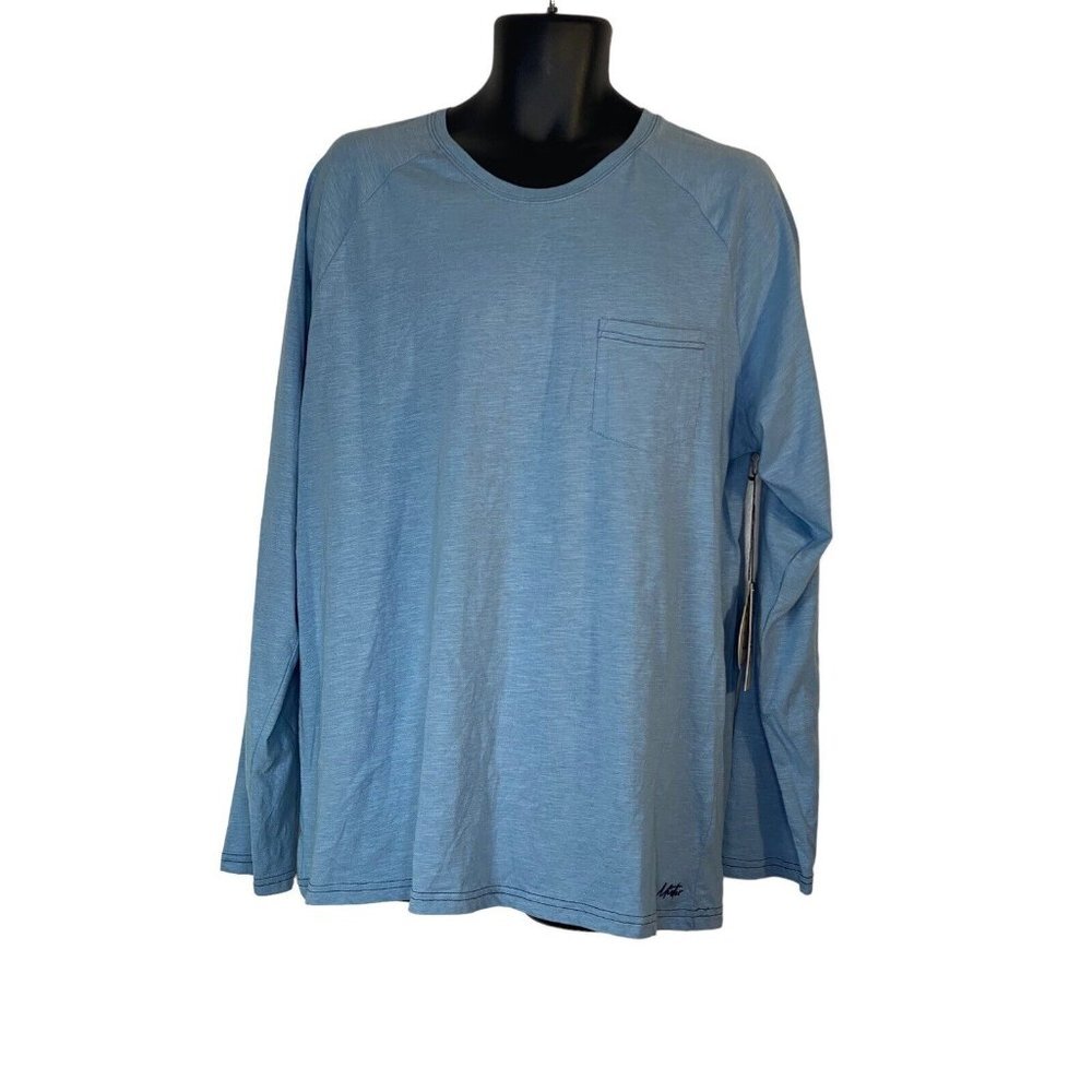 Mister New‎ York Men’s Long Sleeve Solid Pocket Tee Steel Blue Size XXL New